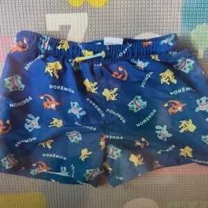 Blue Pokémon Kids Swim Trunks with Character Print